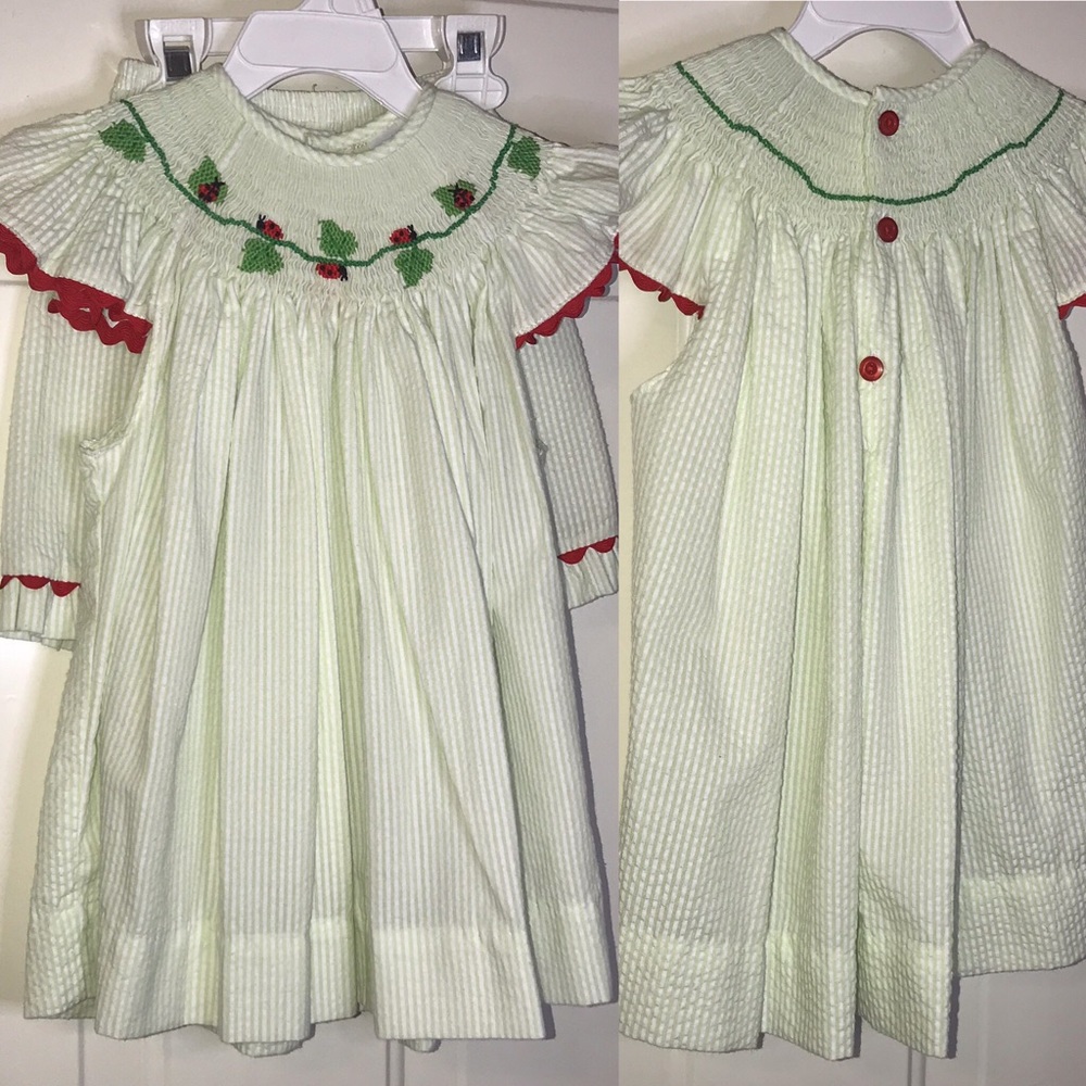 Remember Nguyen Lady Bug Smocked Bloomer Set